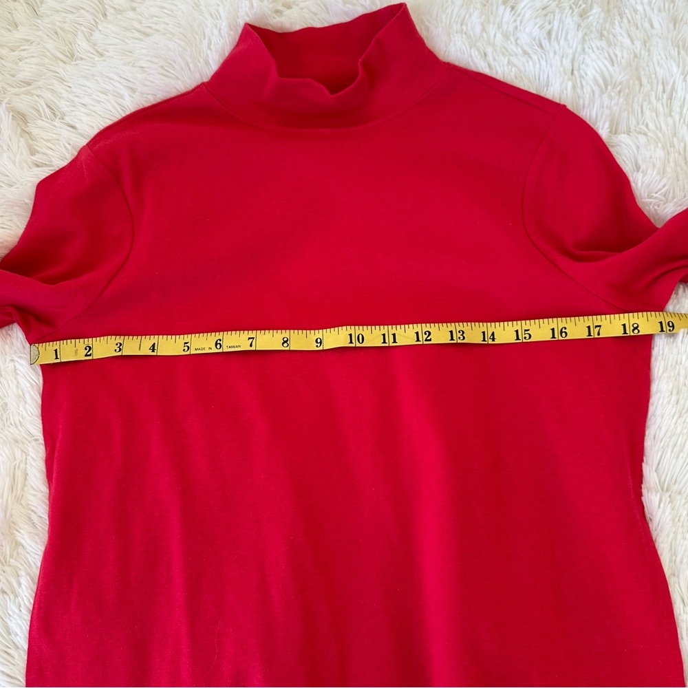 LAURA SCOTT Red Mock Neck Long Sleeve Cotton Blend Top Medium Petite Holiday - Picture 3 of 7